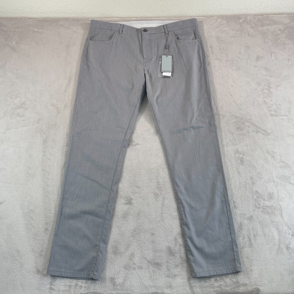 Canali Casual Pants Men 40x34 Light Grey Regular Fit Stretch Made Italy NWT $495